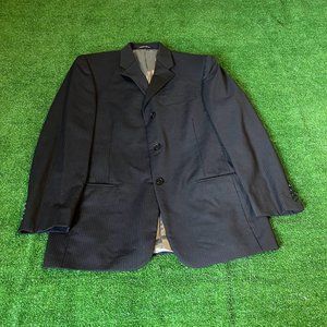 Axcess by Claiborne Pinstripe 3 Button 100% Wool Black Suit Blazer Jacket 40R